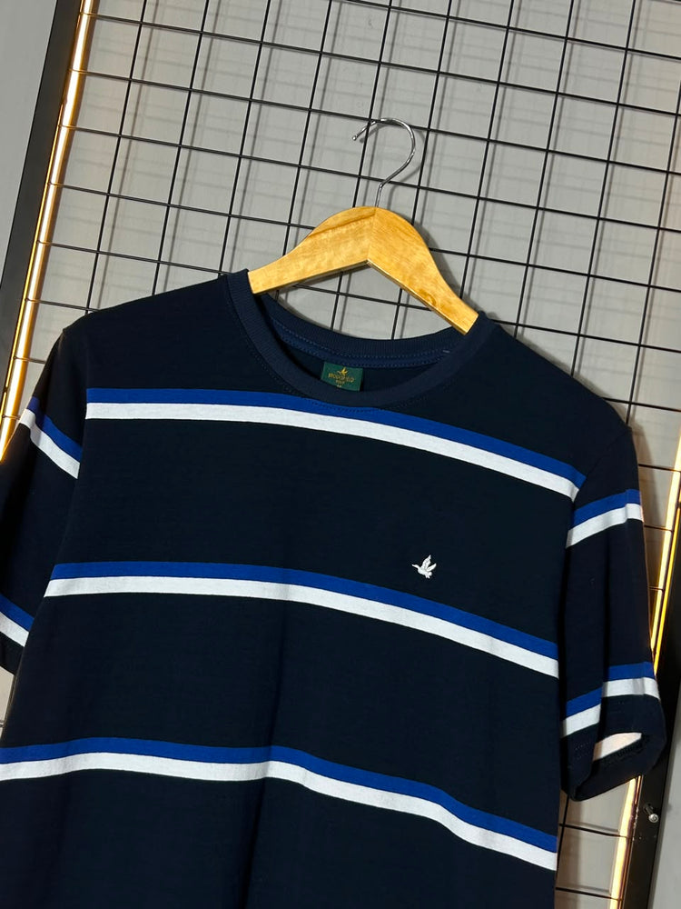 Camiseta Brooks. Azul M./Branco
