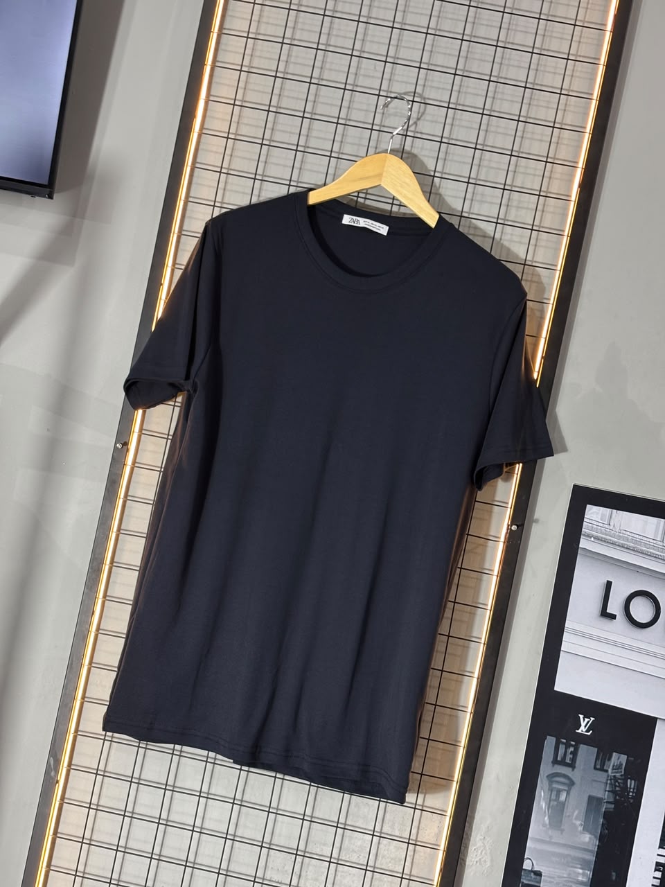CAMISETA ZARA BÁSICA AZUL M.