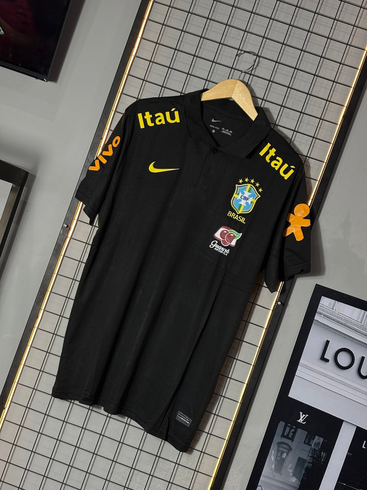 Camiseta Seleção Brasileira Treino Preta Polo