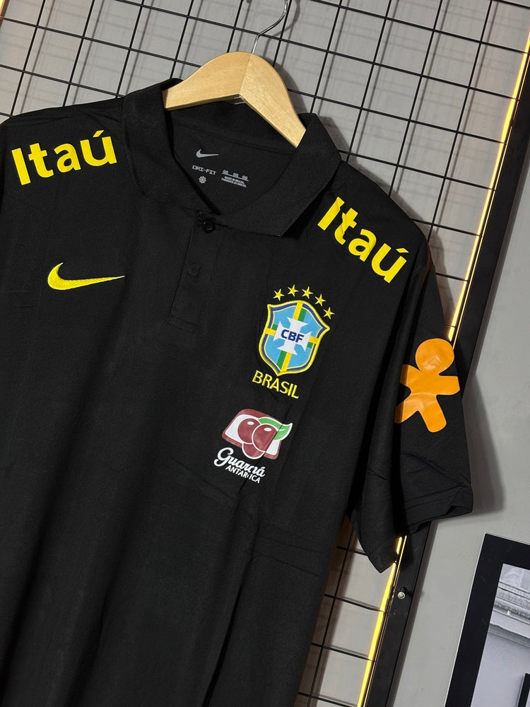 Camiseta Seleção Brasileira Treino Preta Polo