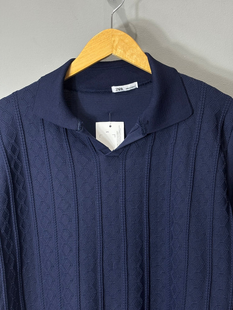 Polo Italiana Texturizada II - Azul Marinho